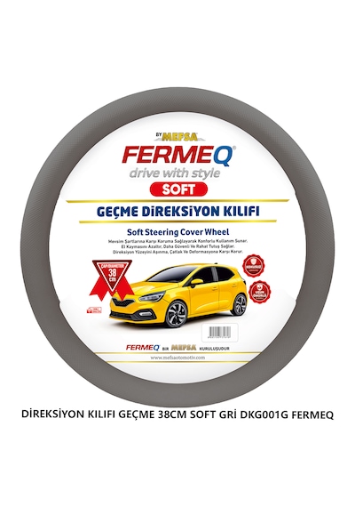 Direksiyon Kılıfı Geçme 38cm Soft Gri Dkg001g Fermeq