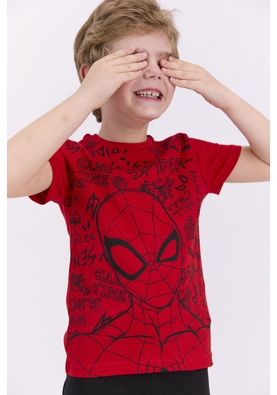 Spiderman Lisanslı Kırmızı Erkek Çocuk Bermuda Takım