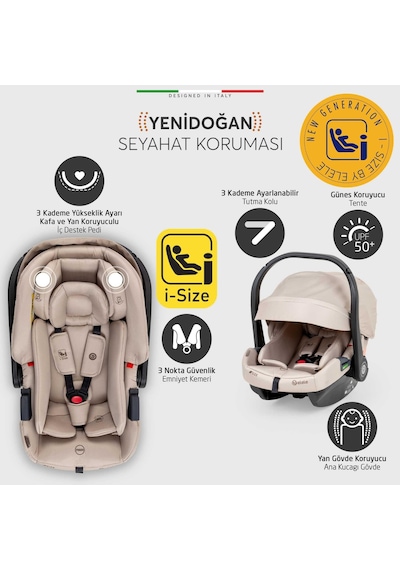 Elele Cabina Kabin Tipi Travel Sistem Bebek Arabası Bej