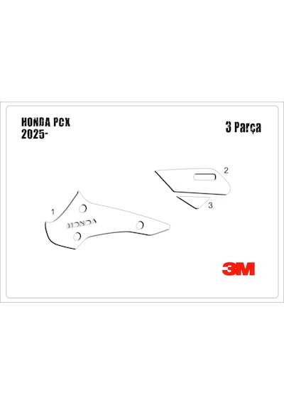 Honda Pcx 2025- Tank Pad Ve Grenaj Kaplama 3 Parça Siyah 48606250