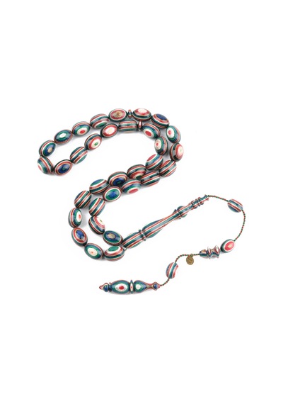 Kafur Ağacı Usta İşi İmzalı Beyzi Kesim 10x14mm Tesbih Çok Renkli