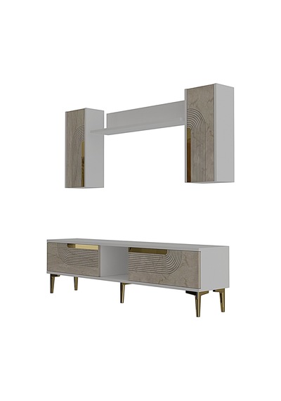 Tvr1502btg Meyra Tv Ünitesi Takımı Beyaz-traverten-gold 150cm