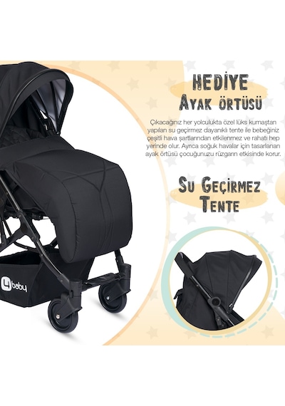4 Baby Black Drone Sky Kabin Sistem Bebek Arabası