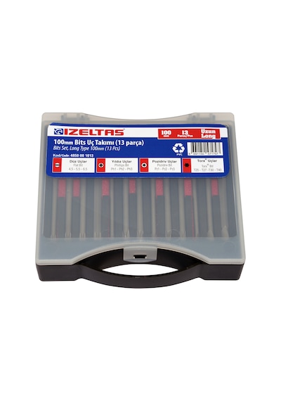 İzeltaş 100 MM Uzun Bits Uç Takımı 13 Parça