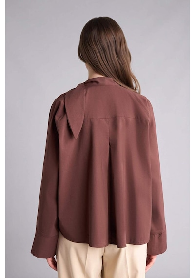 Defacto Regular Fıt Poplin Uzun Kollu Tunik H8904ax26aubn327 Kahve-bn327