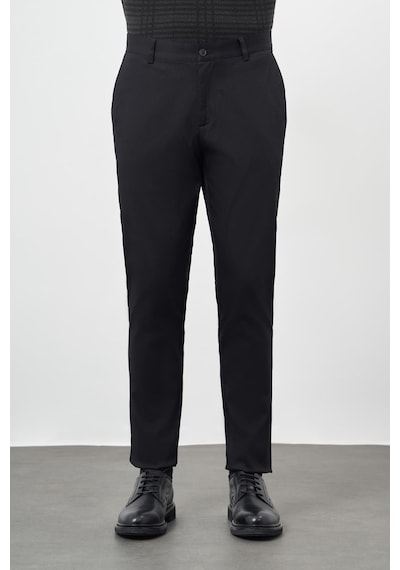 İmza Siyah Düz Armürlü Pamuklu Yan Cep Comfort Fit Casual Pantolon 1003245164 Siyah