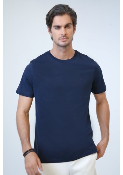 Backandbond Lacivert Regular Fit %100 Pamuk Bisiklet Yaka Tişört