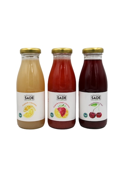 Sade Organik Çilekli + Limonata + Vişne Suyu 250