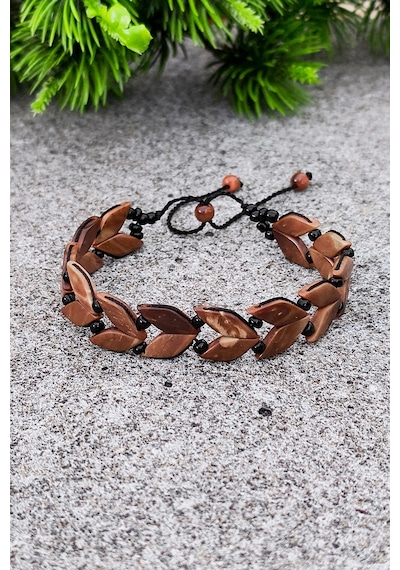 Erkek Kuka Bileklik Başak Model Bileğe Göre Ayarlanabilir Unisex Bt009 Kahverengi