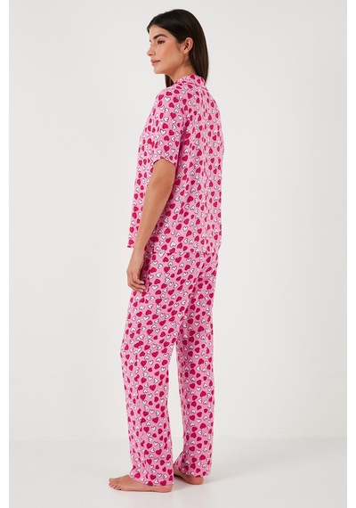 Lela Rahat Kesim Bol Paça Mono Yaka Kısa Kollu Bayan Pijama Takımı 6110290 Toz Pembe Lela Rahat Kesim Bol Paça Mono Yaka Kısa Kollu Bayan Pijama Takımı 6110290 Toz Pembe