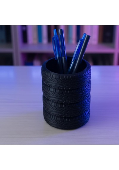Lastik Kalem Tutucu, Kalemlik, Tire Shape Pen Holder, Şık Masa Üstü Pratik Organizer