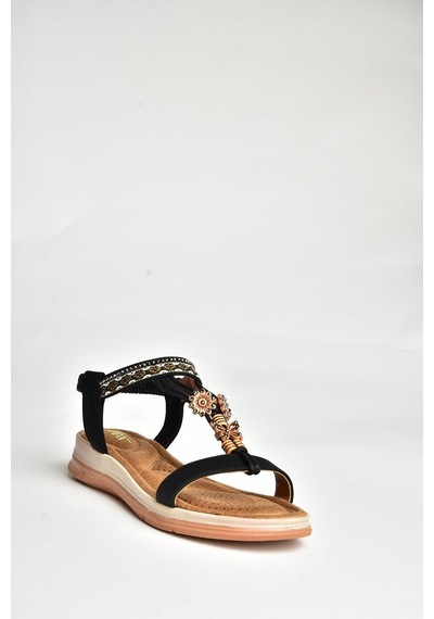 Fox Shoes U258615209 Siyah Kadın Sandalet Siyah-suni Deri Siyah