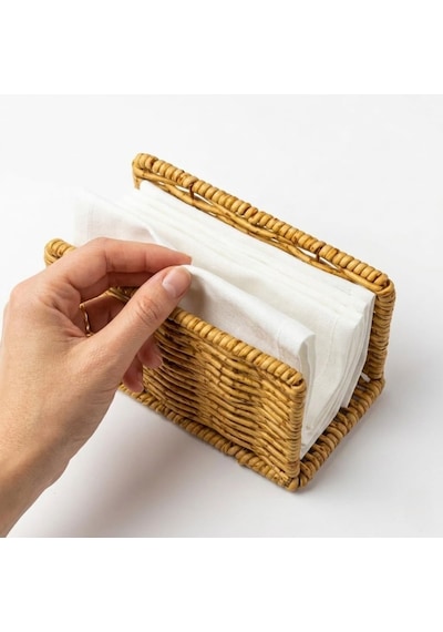 Deinhaus Hasır Örgü Peçetelik, Doğal Renk, Rattan, 14x5x8 Cm, Rustik Stil, Yemek Masası İçin Diğer