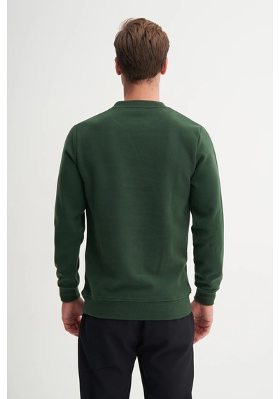 Cazador Erkek Bisiklet Yaka Selanik Örgü Slim Fit Sweatshirt Nefti Nefti Yeşil