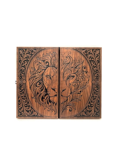 Aslan Motifli Eko Damasız Tavla 50x30x8 Cm
