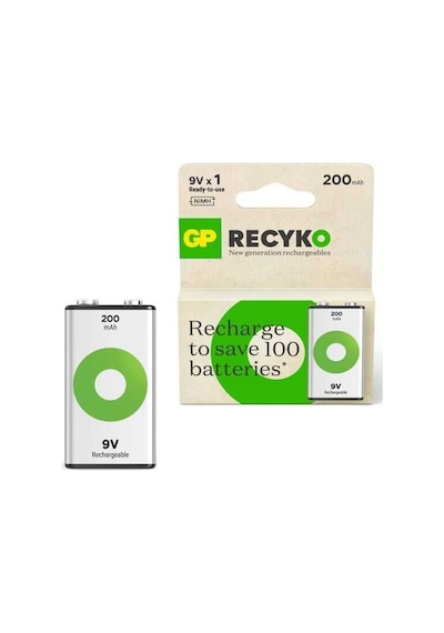 Gp Recyko 9 V 200 Mah Şarjlı Pil