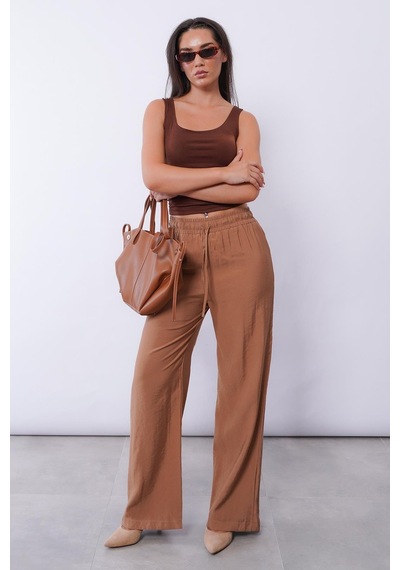 Madmext Camel Geniş Paça Kadın Pantolon Mg1982 Camel