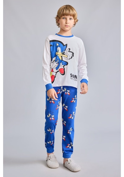 Defacto Sonıc The Hedgehog Baskılı Uzun Kollu Üst Jogger Fit Alt 2li Pijama Takımı Erkek Çocuk I1682a826auwt34 Beyaz-wt34