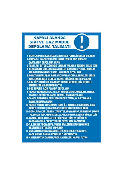 Kapalı Alanda Sıvı Ve Gaz Madde Depolama Talimatı