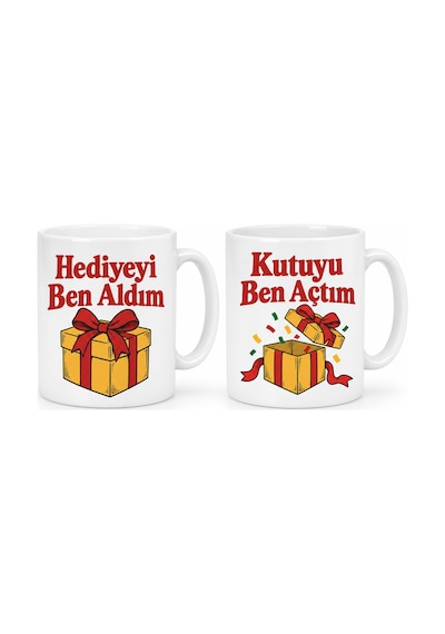 Buradabulabilirsin Hediyeyi Ben Aldım 2'li Porselen Kupa Seti - Model 403 Bbz Çok Renkli