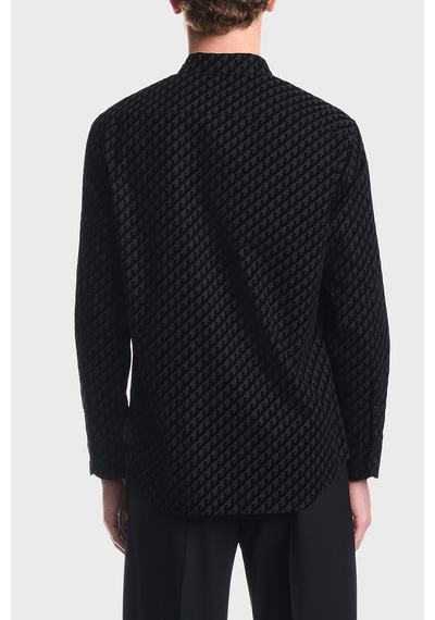 Emporio Armani Kadife Logolu Pamuklu Uzun Kollu Gömlek Erkek Gömlek Em006705 Af27982 Pc005 Siyah SİYAH