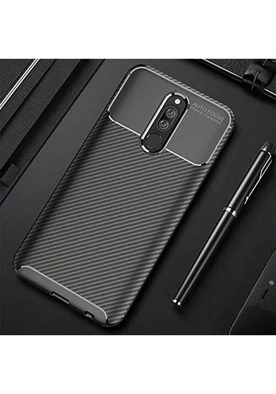 Xiaomi 8 İle Uyumlu Kılıf Siyah Karbon Silikon  Esnek İnce Geliştirilmiş Dayanıklı Darbe Karşıtı Koruyucu Yeni Tasarım Xiaomi 8, Siyah Sku: Zeusb0975fswbt