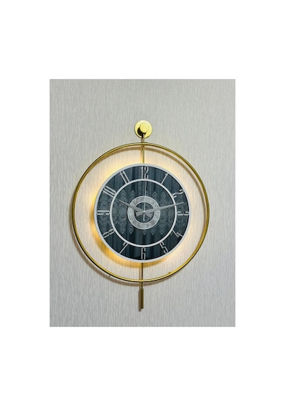 Pey Aksesuar Metal Camlı Duvar Saati 50 X 70 Cm Orta Boy Işıklı Gerçek Cam Duvar Saati Modern Tasarım M51-gold-füme-beyaz-gümüş