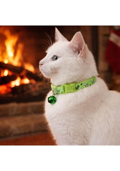 Kedi Boyun Tasması Zilli Ve Ayarlanabilir Yeşil