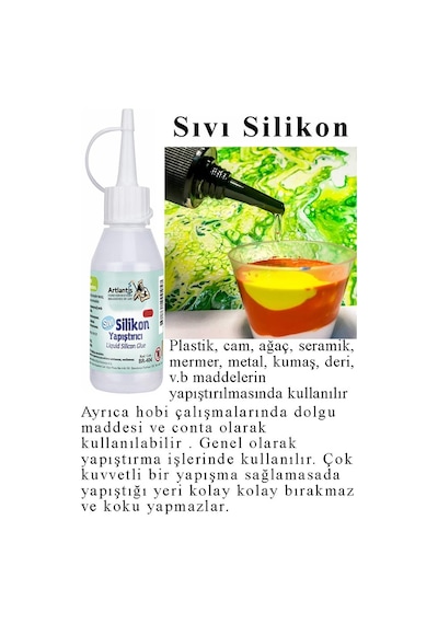 Sıvı Silikon Yapıştırıcı 50 Ml 1 Adet Brons Silikon Yapıştırıcı Sıvı 50 Gr Plastik Cam Mermer Kağıt Karton Tahta Köpük