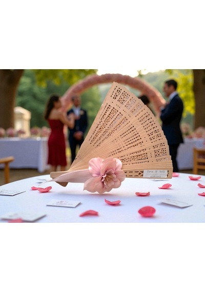 Çiğdemcetasarım İsme Özel Süsleme Detaylı Ahşap Yelpaze - Nişan, Nikah, Söz, Kına - 10 Adet