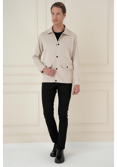 Efor Comfort Fit Mono Yaka Kapaklı Cep Casual Taş Ceket C 699 Taş