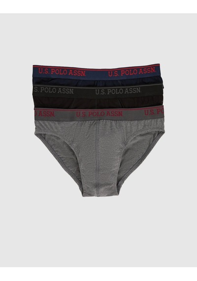 U.S. Polo Assn. Erkek Slip Don Siyah Gri İç Giyim 3 Lü Pamuk Çok Renkli