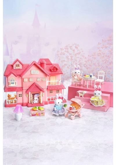 Bay Dreamy Büyük Villa Oyun Seti - Mini Tavşan Figürlü Aksesuarlı Kız Çocuk Evcilik Oyun Evi 3+ Yaş "