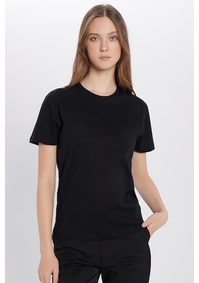 Tudors Unisex Slim Fit Dar Kesim Pamuk Yumuşak Dokulu Siyah Bisiklet Yaka Tişört-31079 2XL