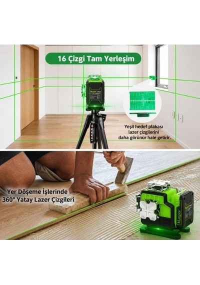 Huepar P04cg 4d Yeşil Lazer Seviyesi 4x360 Bluetooth Kontrollü Profesyonel Cihaz