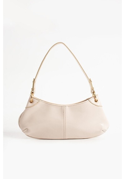 Lovelystore Bükreş Model Omuz Ve El Çantası Parlak Kırçıllı Yapılı Fermuarlı 33x14 Krem