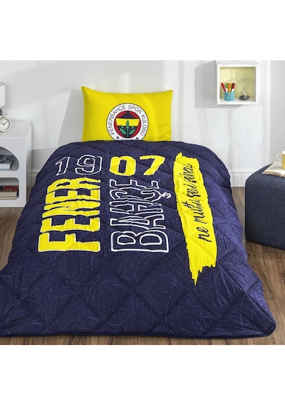 Taç Lisanslı Fenerbahçe Şanslı Kanarya Yorgan Seti Tek Kişilik Yastık Hediyeli Çok Renkli