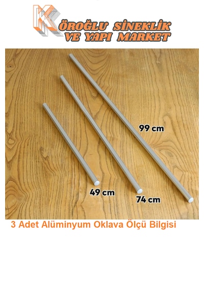 3lü Masterchef Alüminyum Paslanmaz 100-75-50 Cm Metal Oklava Set