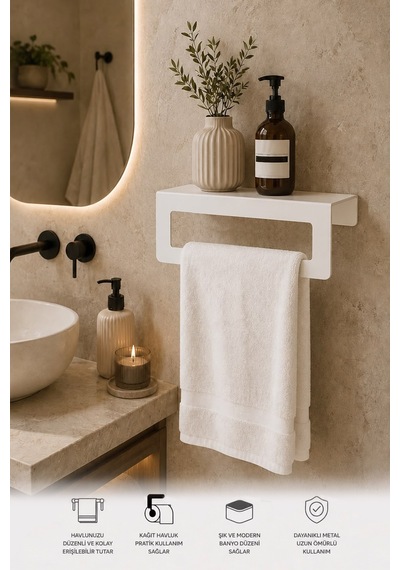 Beyaz Metal Duvara Monte Havluluk - Şık Ve Dayanıklı Banyo&mutfak Beyaz