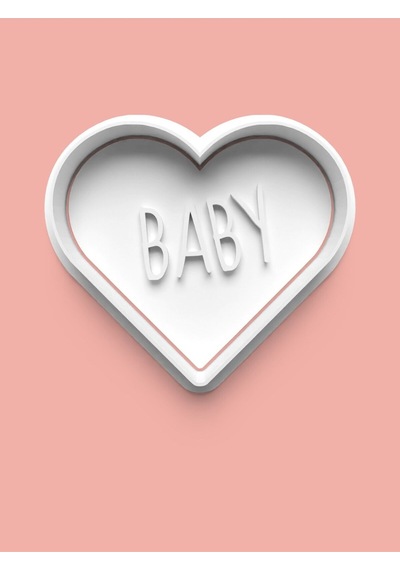 Baby Yazılı Kalp Kurabiye Kalıbı Ve Şeker Hamuru Kalıbı