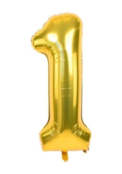 1 Rakam Folyo Gold Renk Balon Küçük 35 Cm Sarı