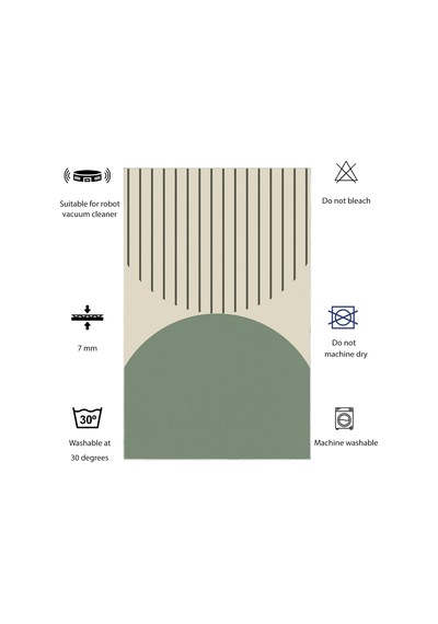 Dijital Kaymaz Yıkanabilir Banyo Mutfak Salon Paspas Halısı Trend Modern Al4004 Yeşil