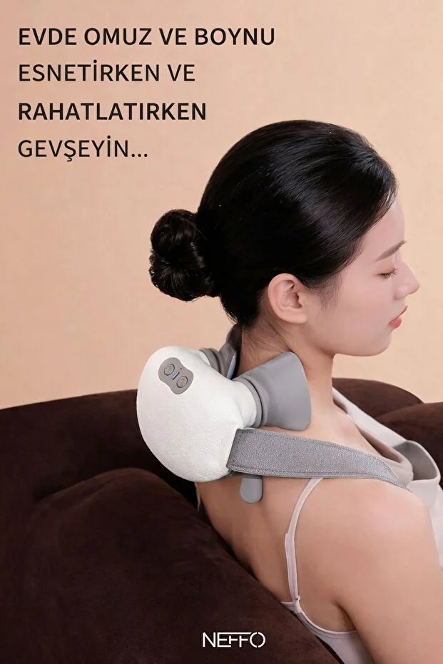 Akıllı Boyun Omuz Masaj Aleti Isıtmalı Kablosuz Ems Titreşim Masaj Cihazı Koyu Gri - Yeşil