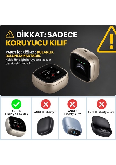 Caseonn Anker Soundcore Liberty 5 Pro Max Kılıf Askı Aparatlı Mat Silikon Beyaz
