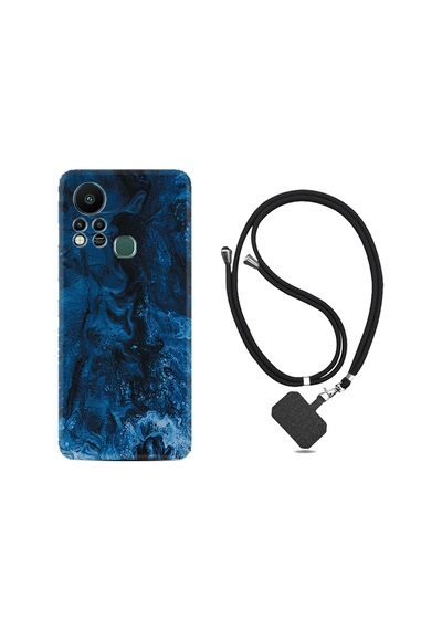 Infınıx Hot 11s Kılıf Ipli Boyun Askılı Desenli Silikon Blue Zigzag 1687