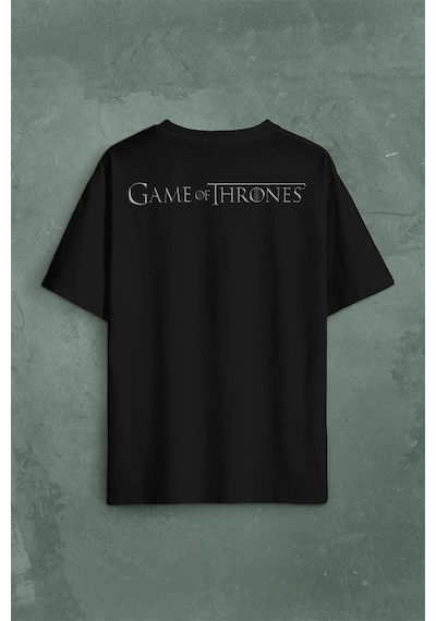Game Of Thrones Logo Sırt Ön Baskılı Oversize Tişört Unisex T-shirt 001