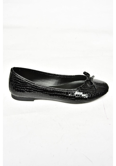 Fox Shoess726056307 Siyah Yılan Baskılı Kadın Babet Siyah