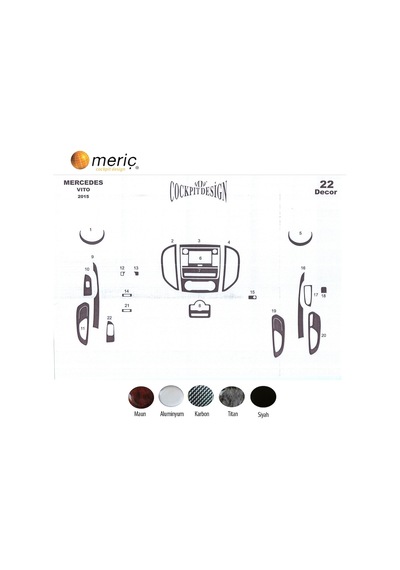 Meriç® Mercedes Vito Ön Torpido Kaplama 18 Parça 2015-› (530158322)