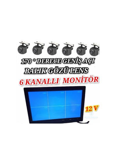 10 İnç 6 Kanallı 170 '' 6 Kameralı Araç Monitörü Twogo Go-6006