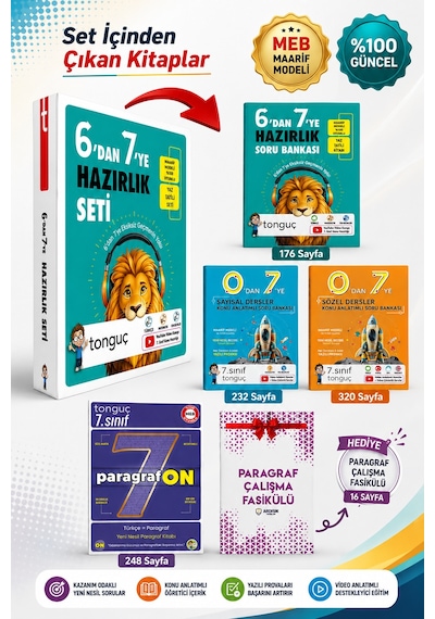 Tonguç 6 Dan 7 Ye Hazırlık Seti + 7. Sınıf Paragrafon